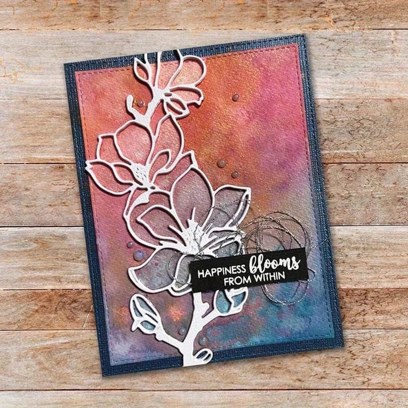Lapoo 3D Backgrounds Frame Metal Cutting Die for Scrapbooking, New Cutting Dies DIY Album Card Making Decor Paper Craft Metal Die Cuts Party Wedding Decorations (Plum Blossom Stripes 6.5 x 3.2 in) - Image 4